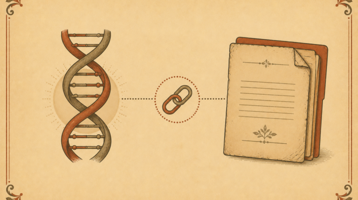 Illustration of connecting a DNA match to documented Italian records