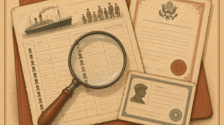 Illustration of researching records to find an Italian immigrant ancestor