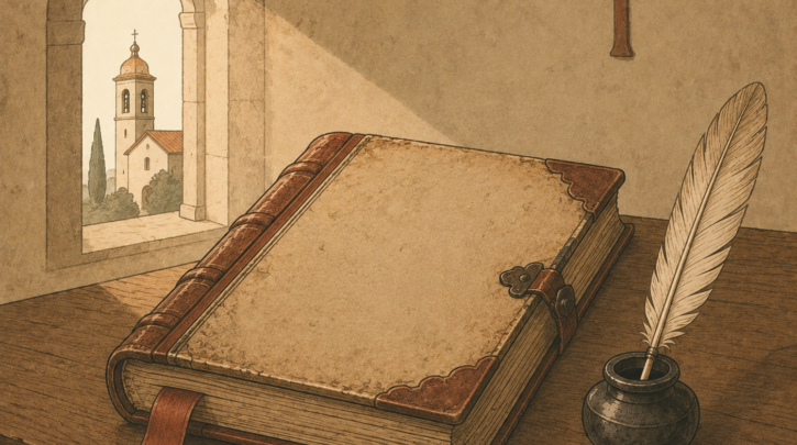 Illustration of an Italian parish church record book