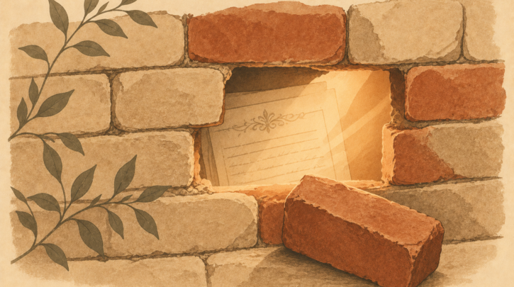 Illustration of breaking through a brick wall in Italian genealogy research