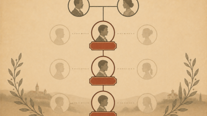 Illustration of traditional Italian grandparent naming patterns across generations